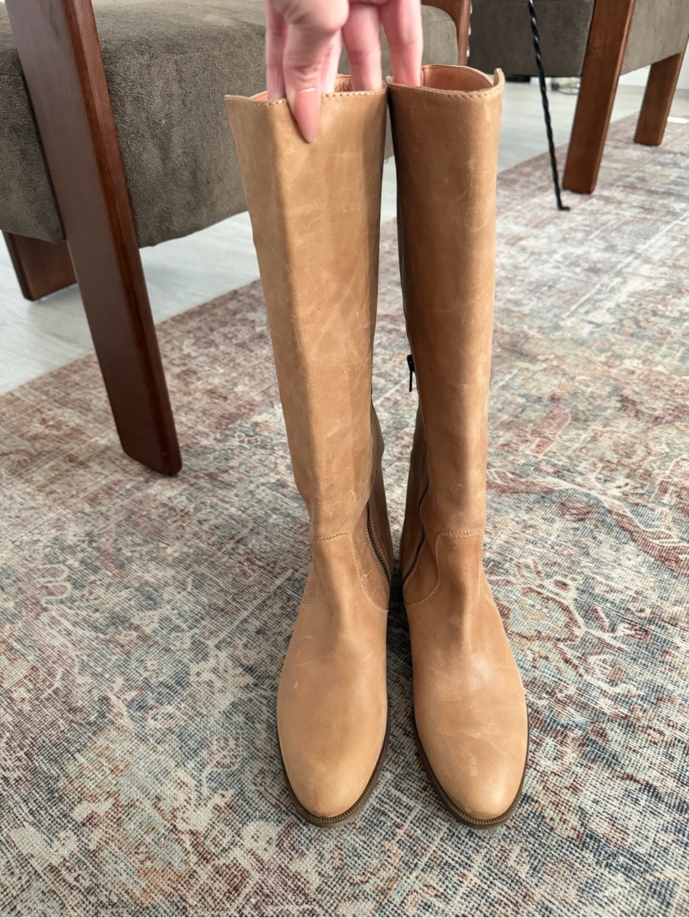 J. Crew tan genuine leather knee high riding boots